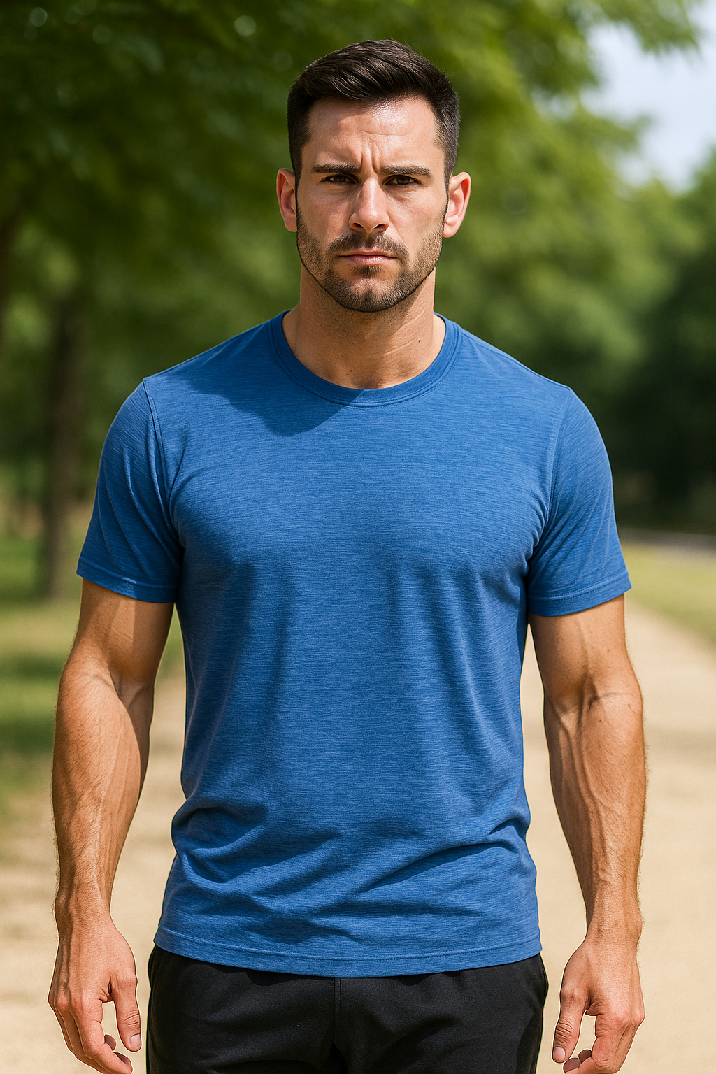 Men’s Athletic Fit Performance T-Shirt – Deep Ocean Blue