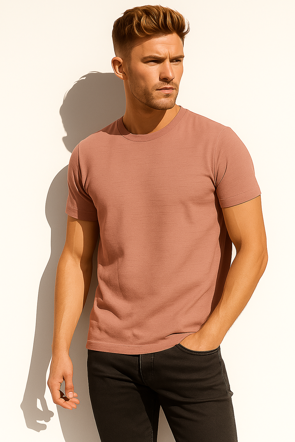 Men’s Premium Crew Neck T-Shirt – Dusty Rose