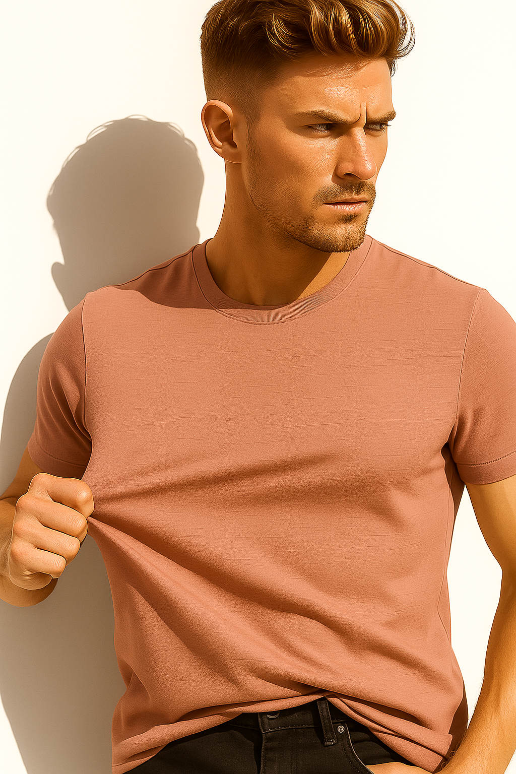 Men’s Premium Crew Neck T-Shirt – Dusty Rose