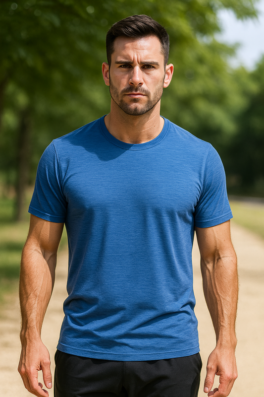 Men’s Athletic Fit Performance T-Shirt – Deep Ocean Blue