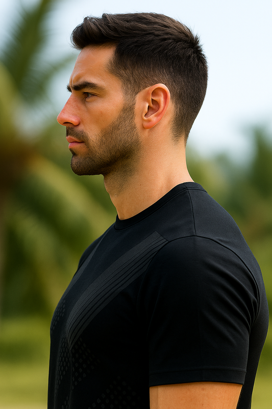 Men’s Geometric Tech Tee – Carbon Black
